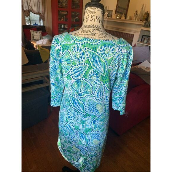 Hatley Small Summer Green & Blue Sea Shell Dress - Picture 6 of 7